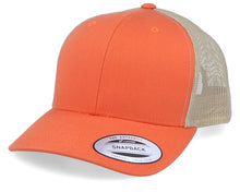 Load image into Gallery viewer, Khaki and Orange Trucker Hat
