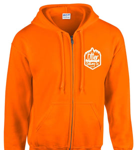 Safety Orange Full Zippered Unisex Hoodie
