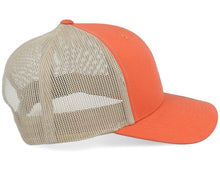 Load image into Gallery viewer, Khaki and Orange Trucker Hat
