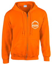 Load image into Gallery viewer, Tweed &amp; Area Safety Orange Full Zippered Unisex Hoodie
