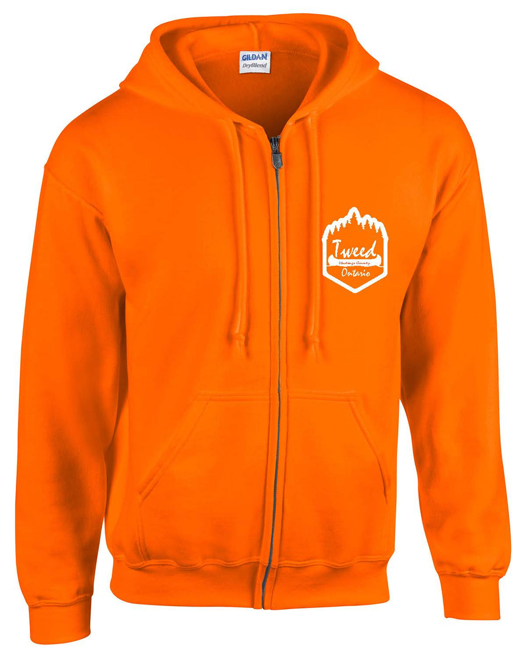 Tweed & Area Safety Orange Full Zippered Unisex Hoodie